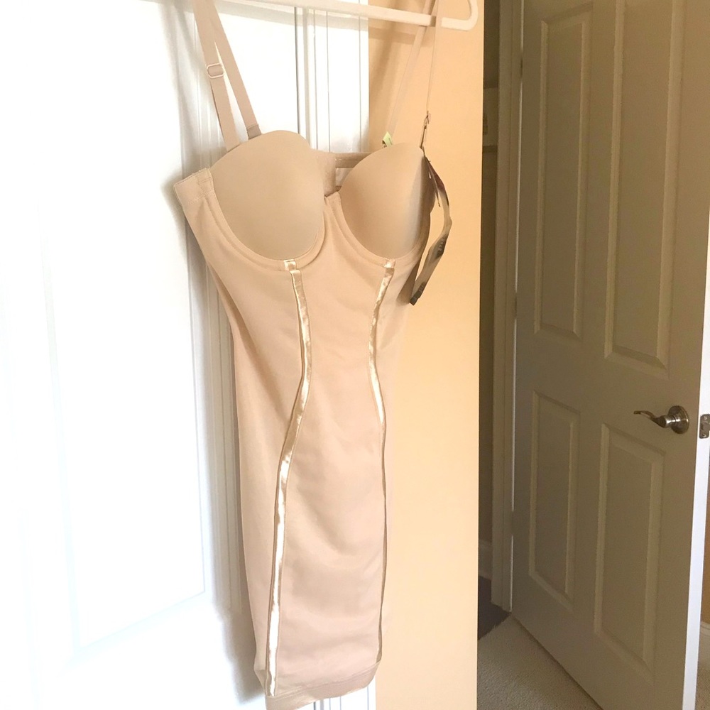 Maidenform slip with built in bra and panty in nude color.34B shape wear